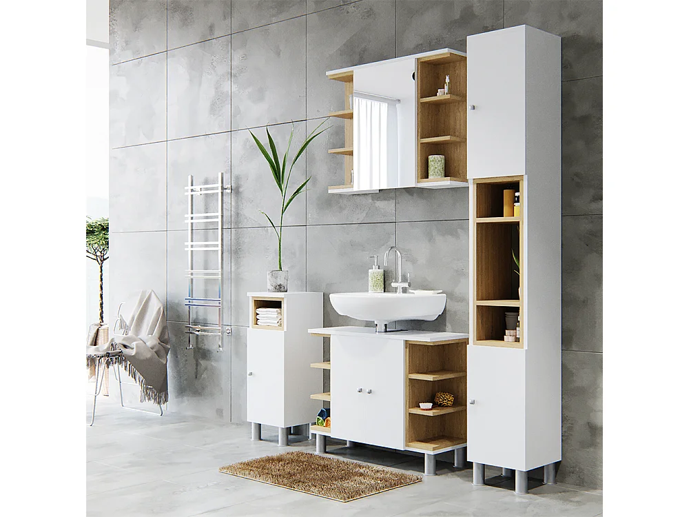 Meubles bain blanc 79.6x32x64 aquis