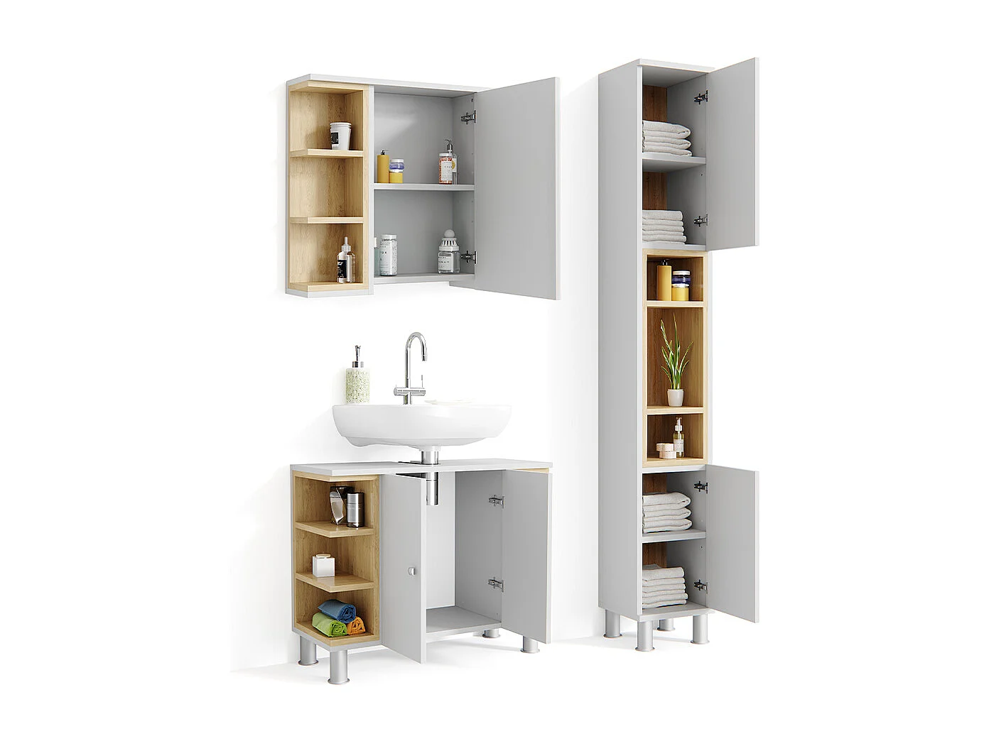 Meubles bain blanc 79.6x32x64 aquis