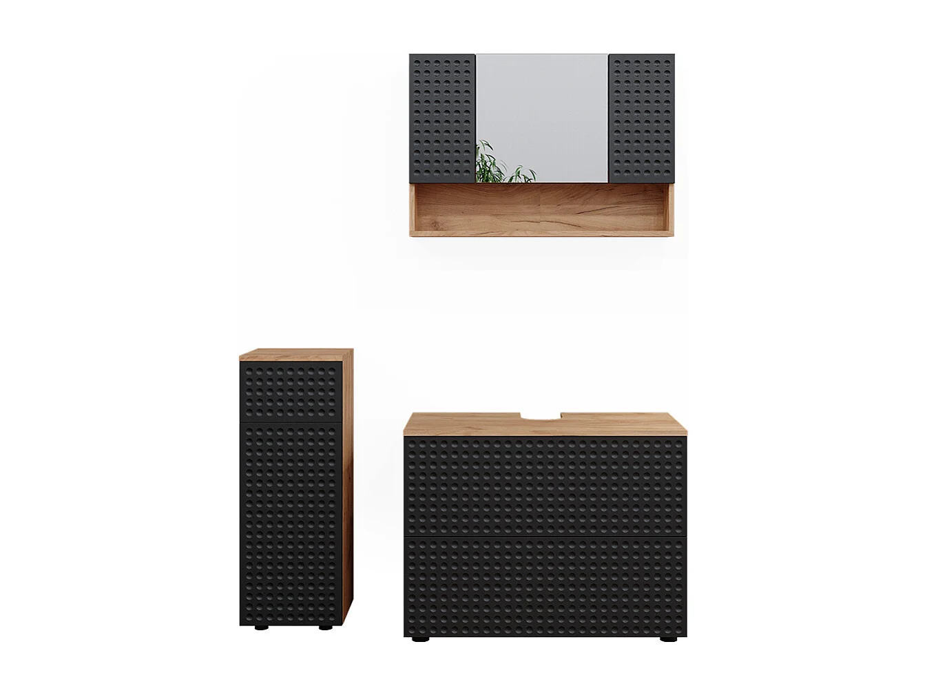 Badmöbel-Set anthrazit gepunktet 80x41x58.6 irma