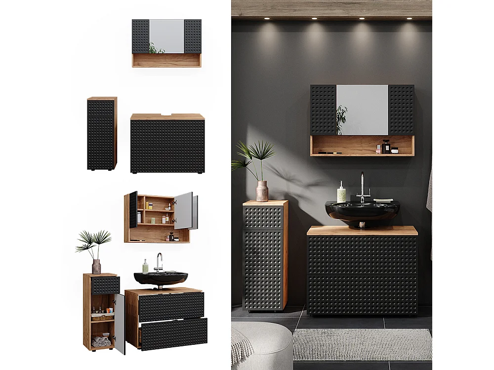 Badmöbel-Set anthrazit gepunktet 80x41x58.6 irma