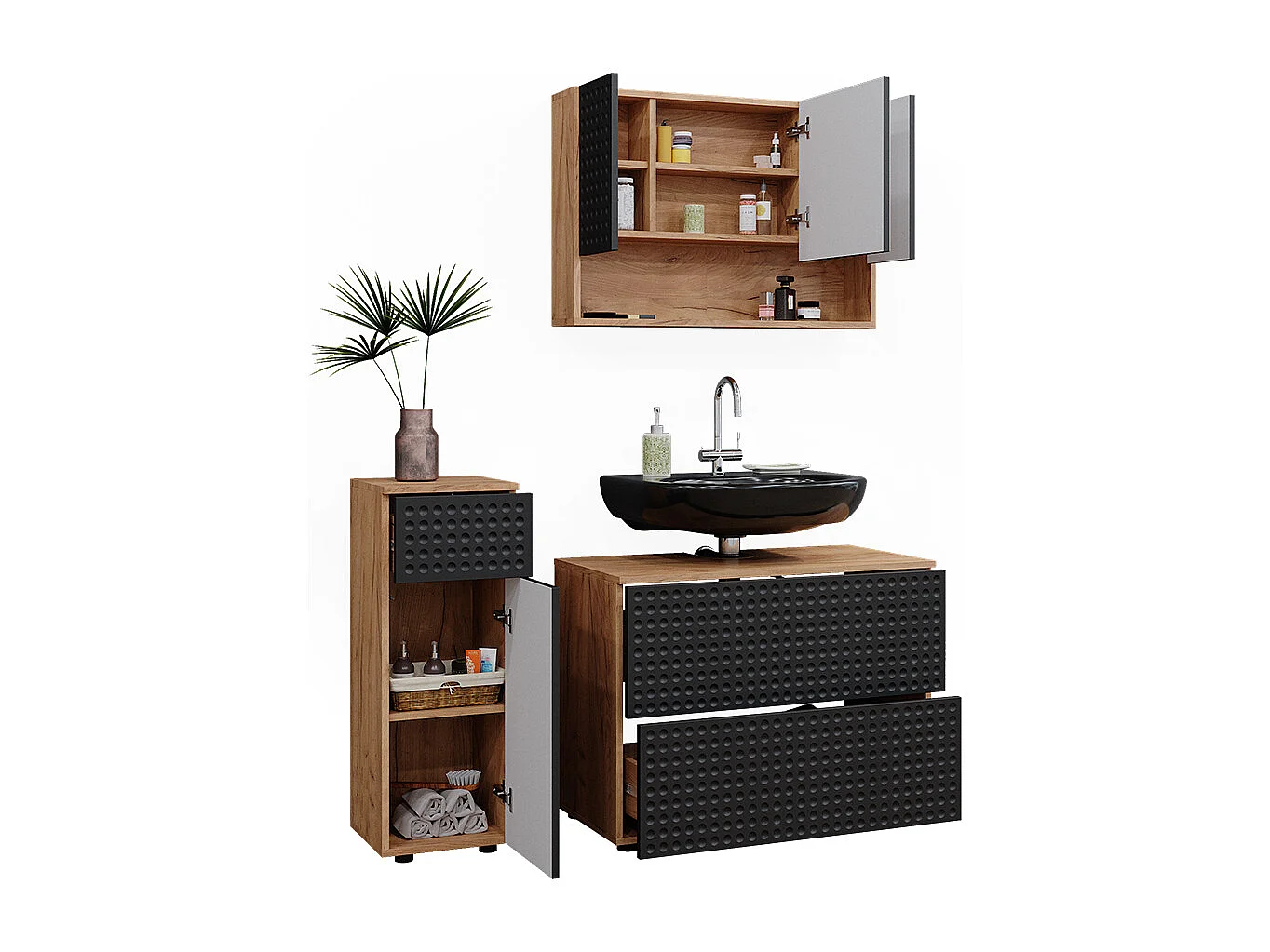 Badmöbel-Set anthrazit gepunktet 80x41x58.6 irma