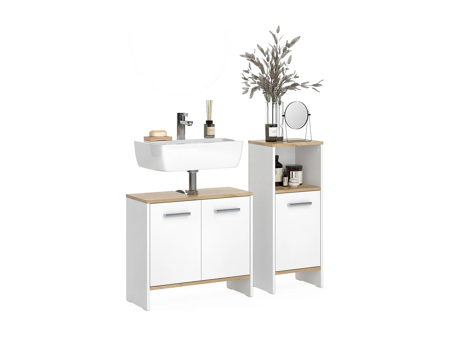 Meubles bain chêne blanc/force de lor 63.8x26.3x57 karli