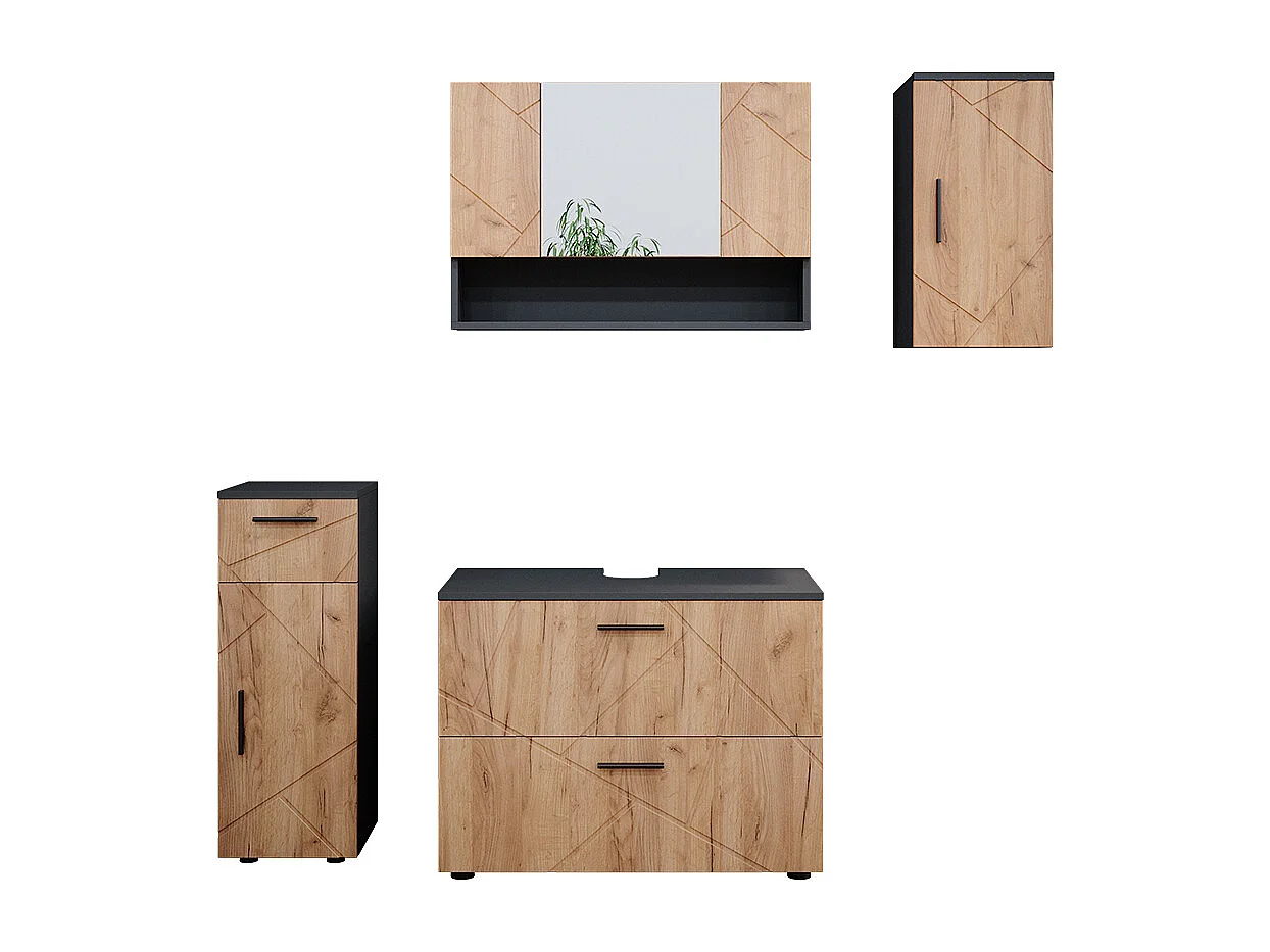 Meubles bain chêne doré/anthracite 80x41x58.6 irma