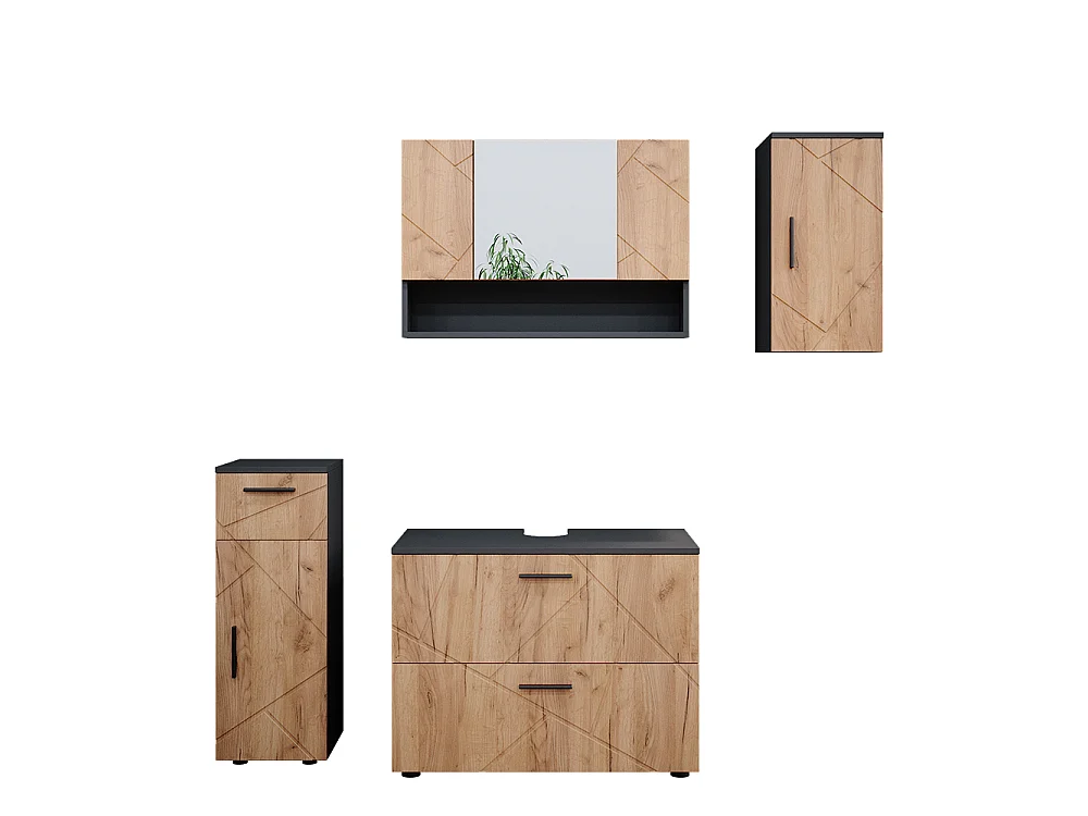 Badkamermeubel set eik goud/antraciet 80x41x58.6 irma