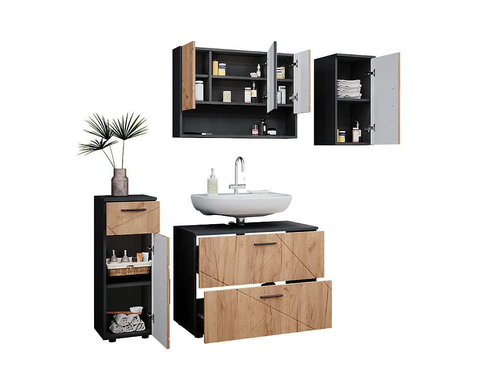 Badkamermeubel set eik goud/antraciet 80x41x58.6 irma