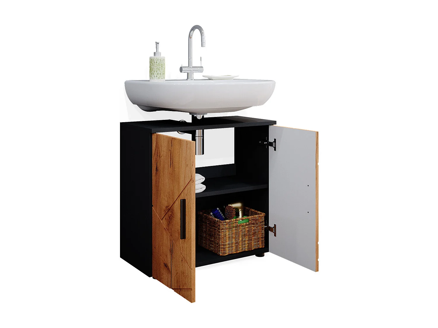 Conjunto de muebles de baño oro power roble/antracita 30x30x192 irma