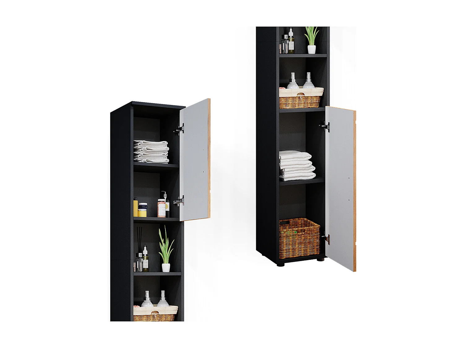 Meubles bain chêne doré/anthracite 30x30x192 irma