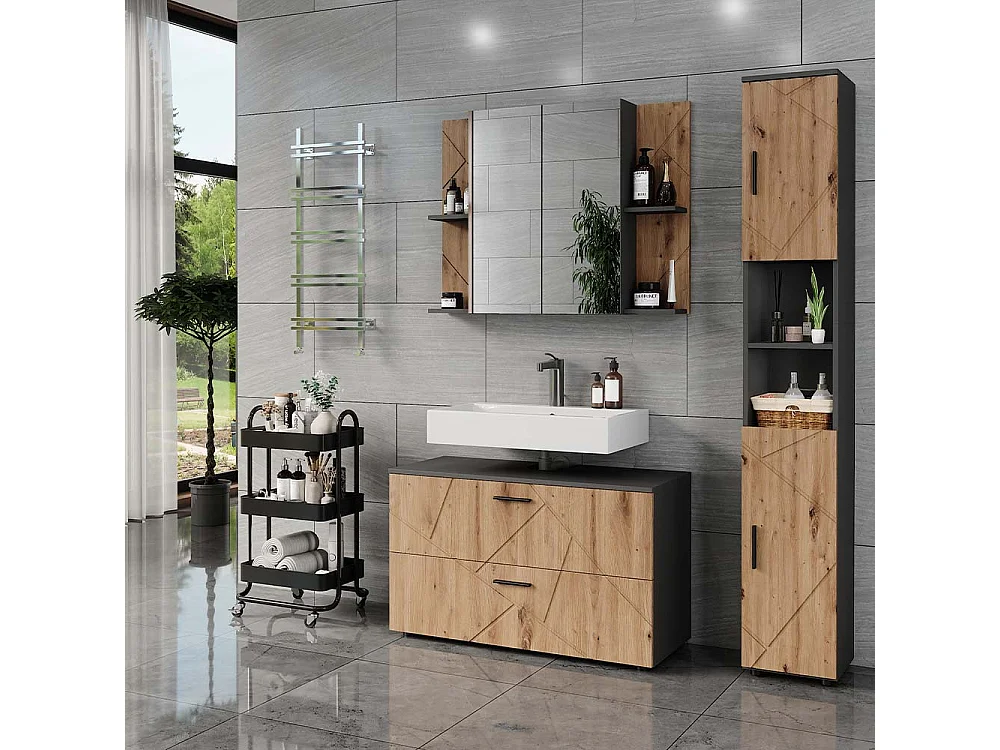 Ensemble de meubles de salle de bains anthracite/artisan 100.1x41x60.6 irma