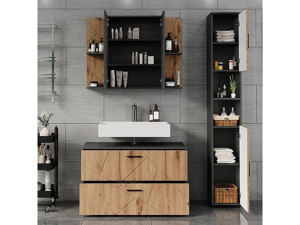 Ensemble de meubles de salle de bains anthracite/artisan 100.1x41x60.6 irma