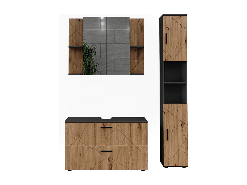 Ensemble de meubles de salle de bains anthracite/artisan 100.1x41x60.6 irma