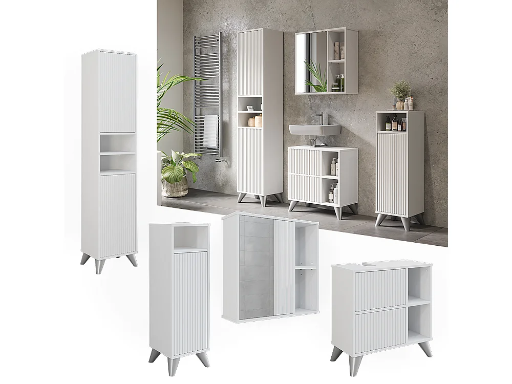 Set di mobili da bagno bianco 60x30x62 leano
