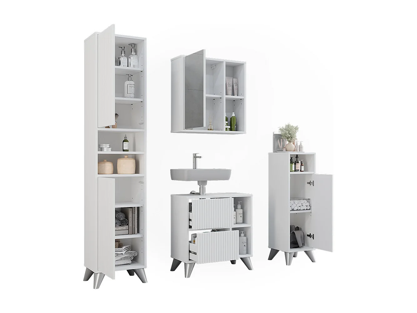 Set di mobili da bagno bianco 60x30x62 leano