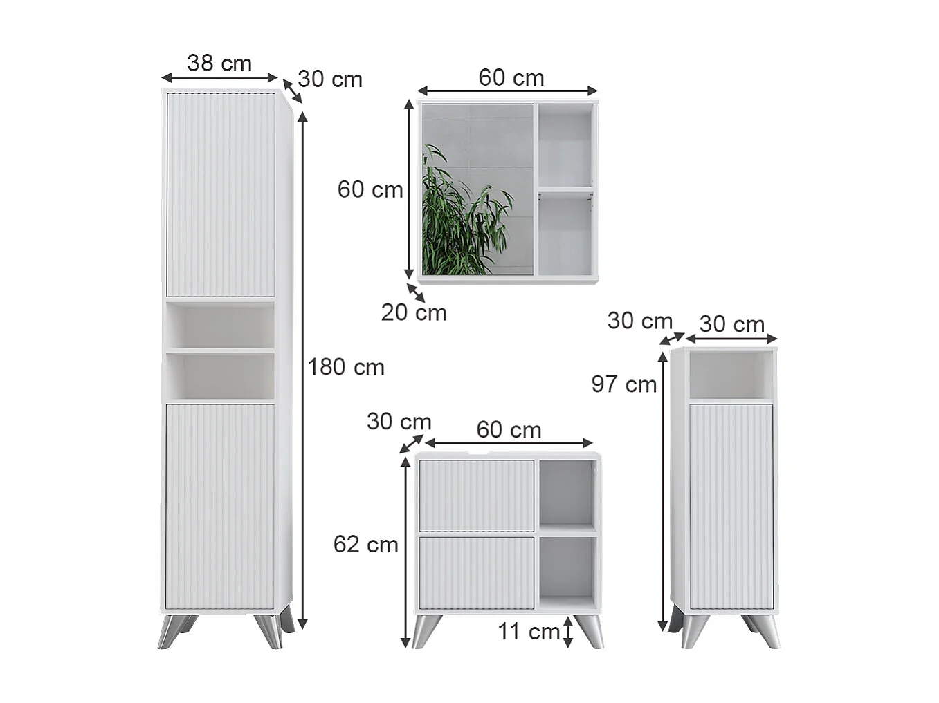 Meubles bain blanc 60x30x62 leano
