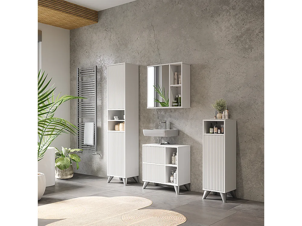 Meubles bain blanc 60x30x62 leano