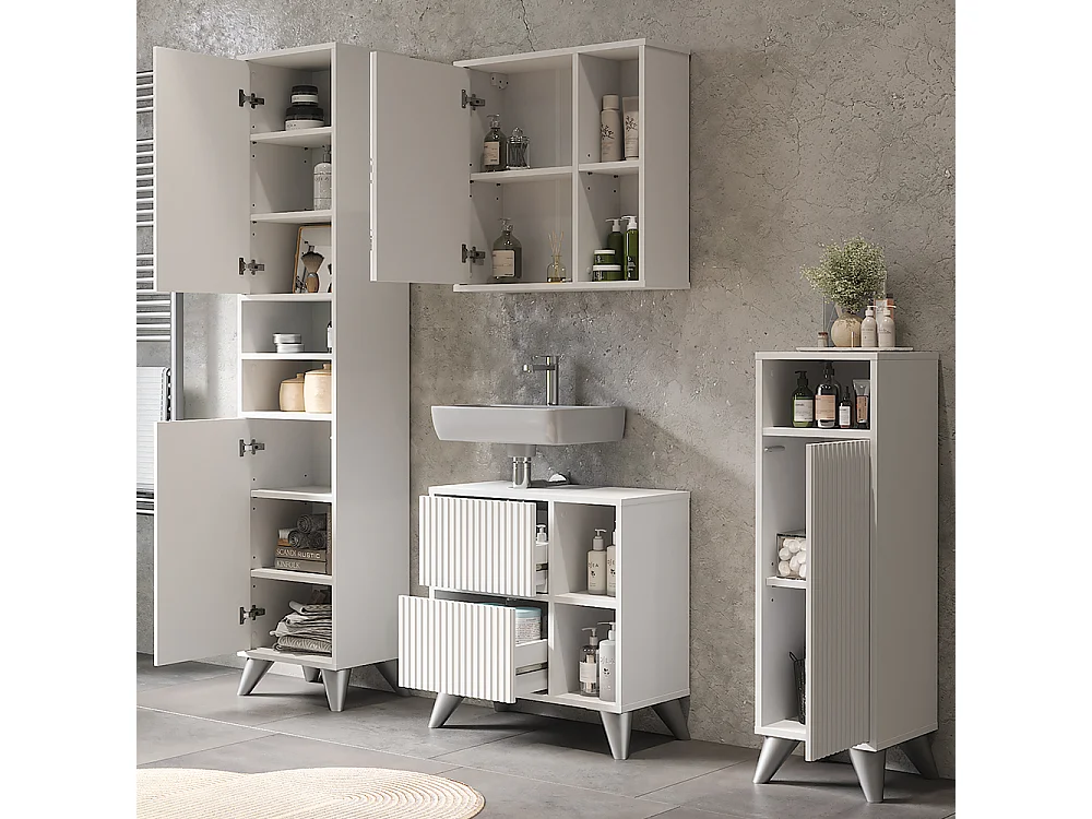 Meubles bain blanc 60x30x62 leano