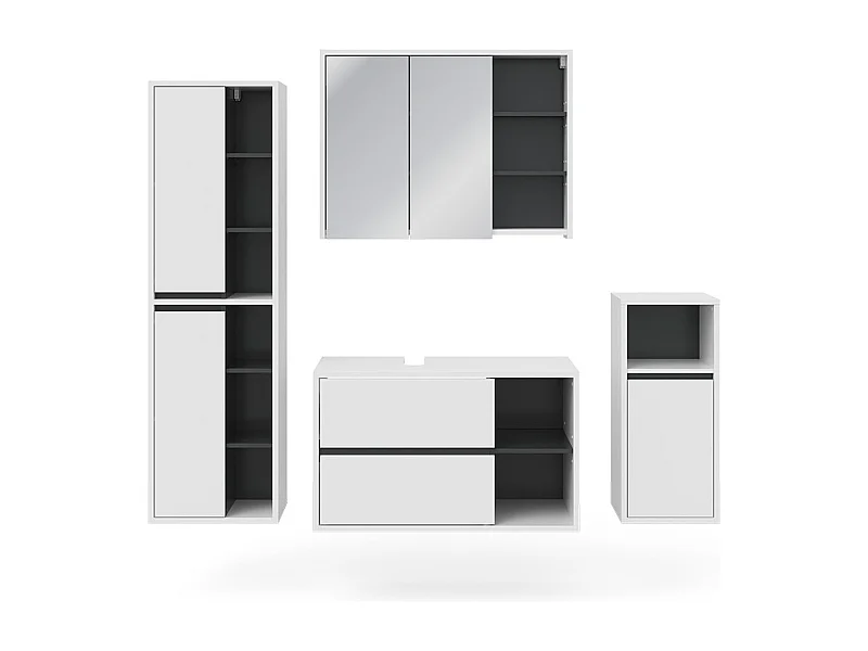 Set mobili bagno bianco 60x45x100 viola