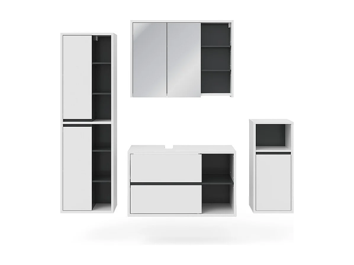 Set mobili bagno bianco 60x45x100 viola