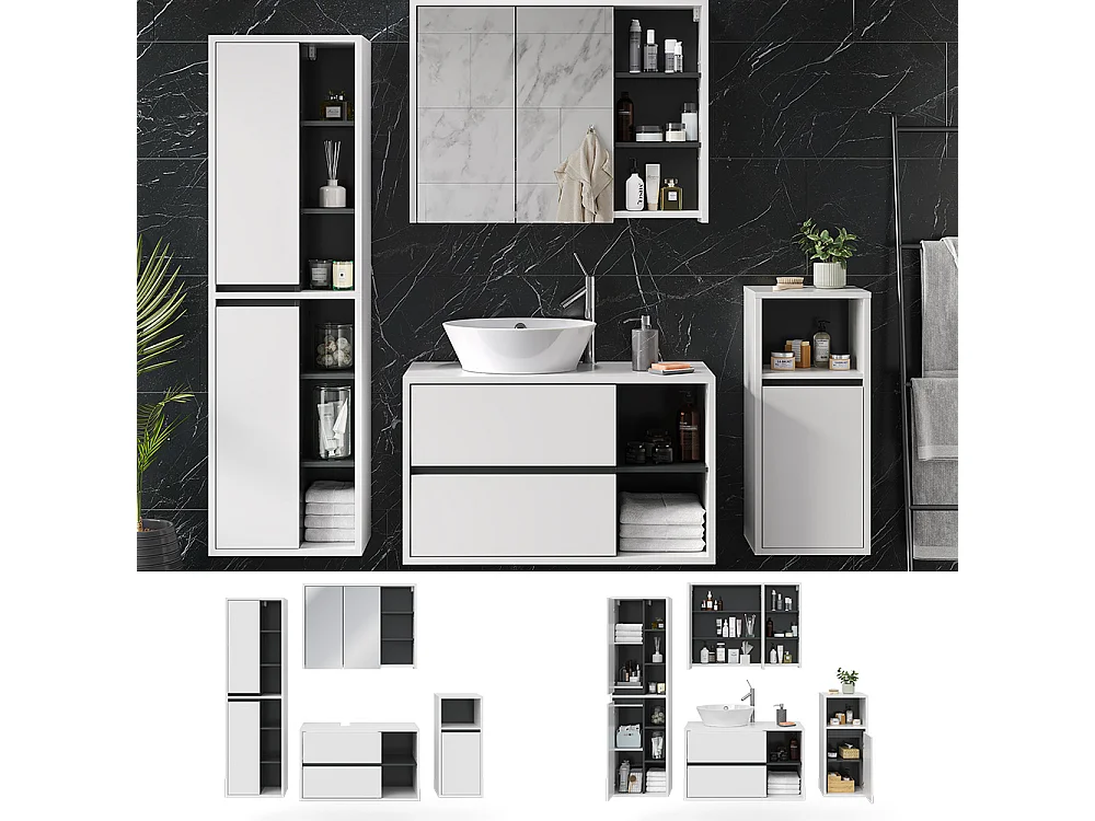 Set mobili bagno bianco 60x45x100 viola