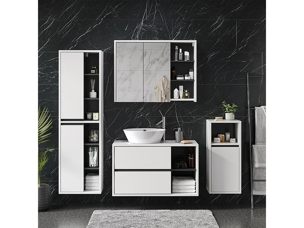 Set mobili bagno bianco 60x45x100 viola