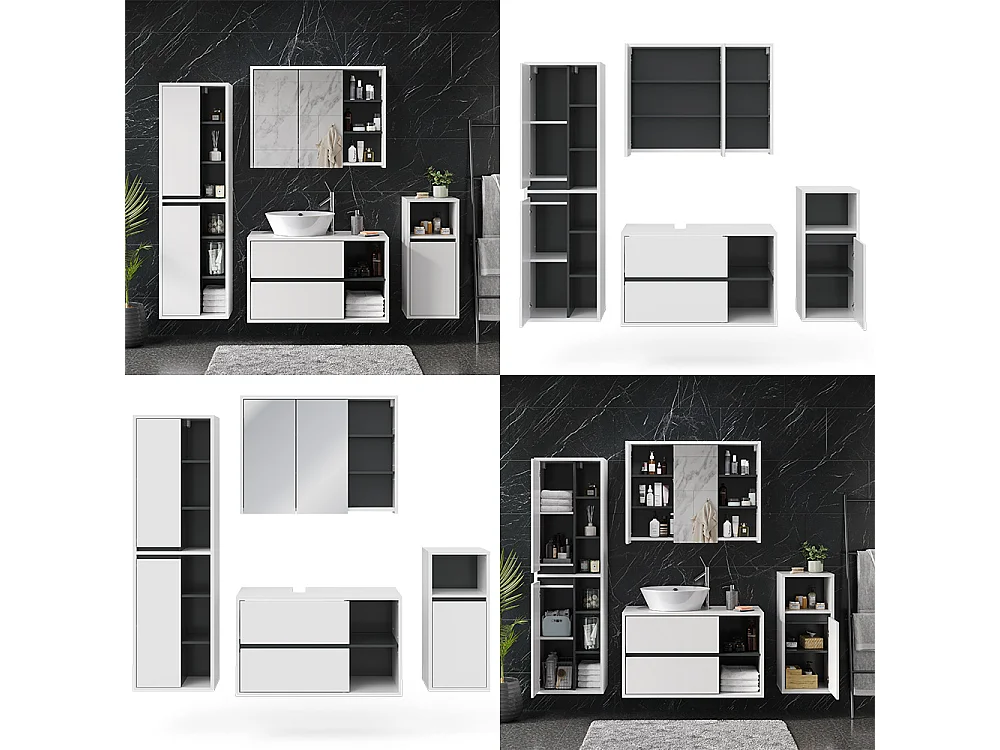 Set mobili bagno bianco 60x45x100 viola