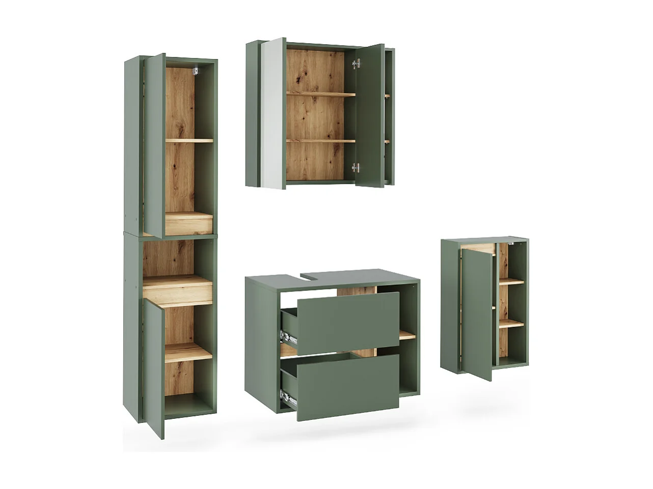 Badmöbel-Set grün/artisan 80x46x60 viola