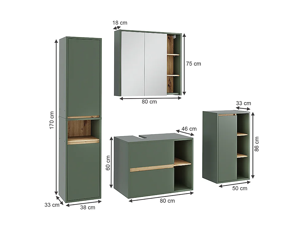 Badkamermeubelset groen/kunstzinnig 80x46x60 viola