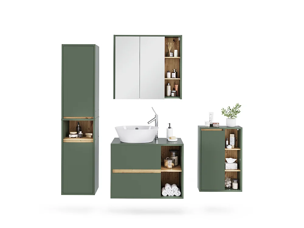 Badkamermeubelset groen/kunstzinnig 80x46x60 viola