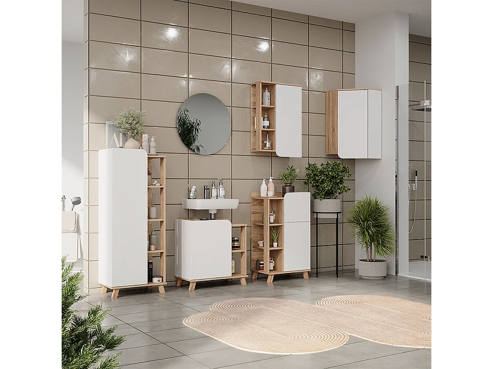 Badmöbel-Set sonoma/weiß 60x35x65 karen