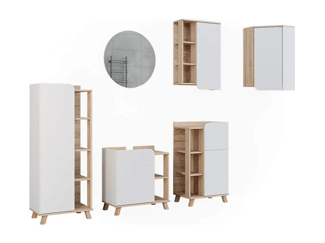 Badmöbel-Set sonoma/weiß 60x35x65 karen