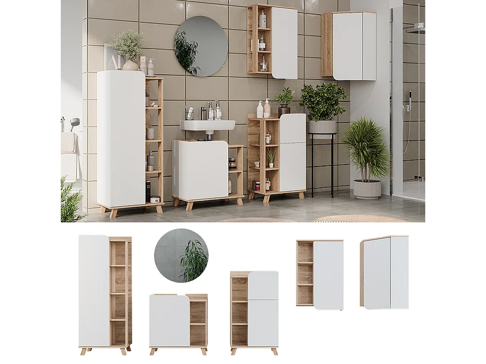 Badmöbel-Set sonoma/weiß 60x35x65 karen