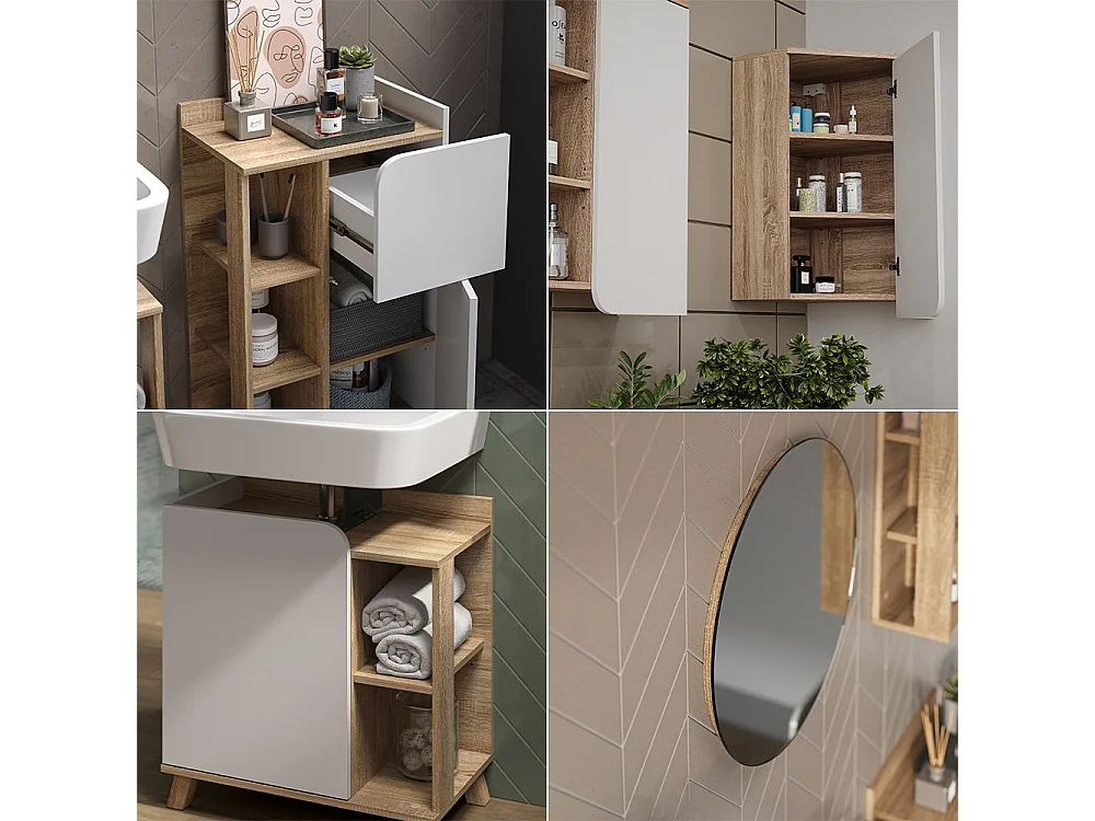 Badmöbel-Set sonoma/weiß 60x35x65 karen