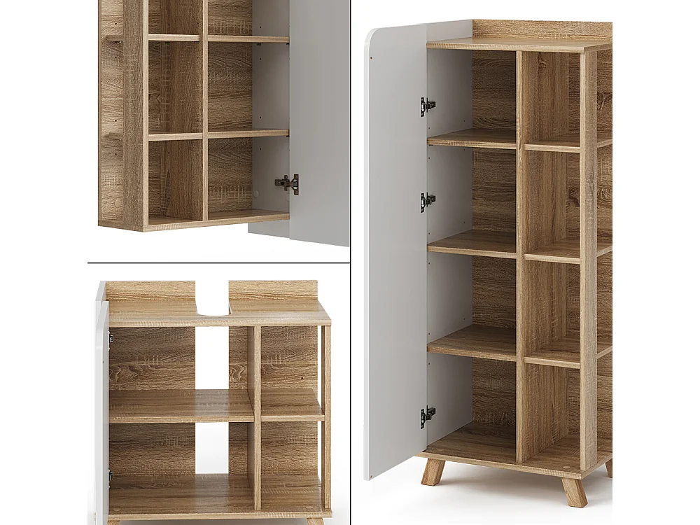 Badmöbel-Set sonoma/weiß 60x35x65 karen