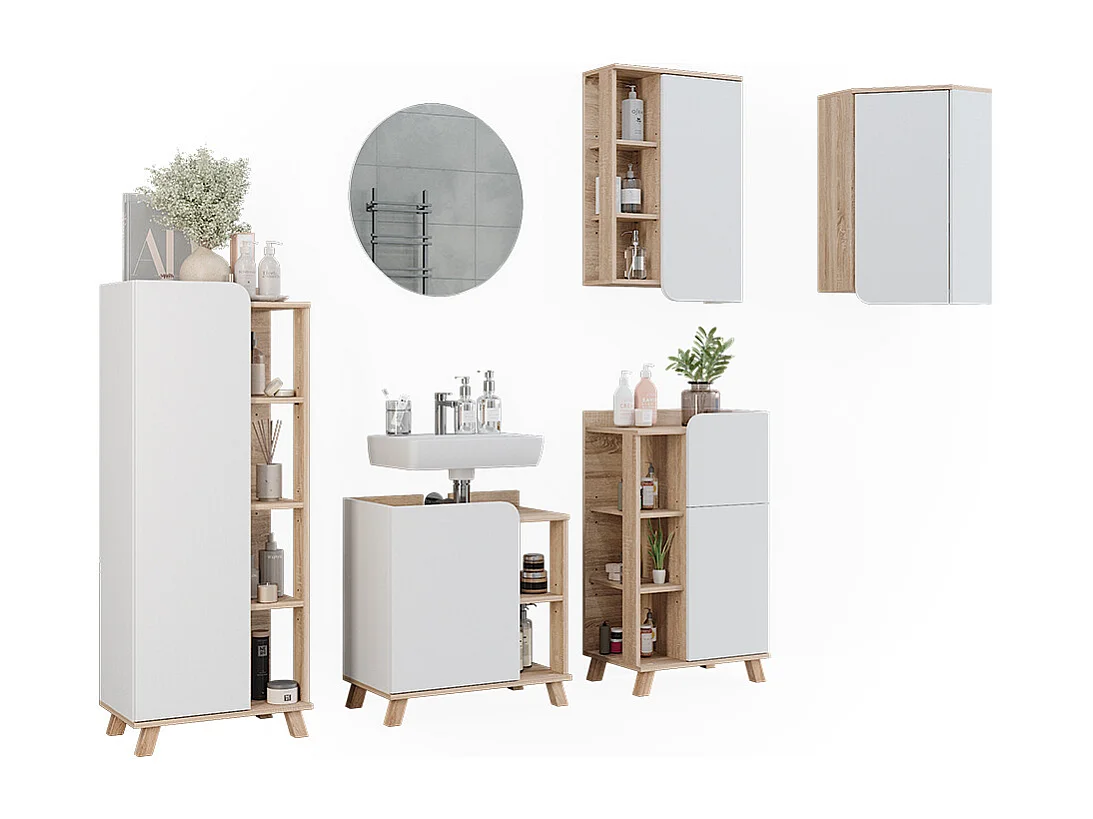 Badmöbel-Set sonoma/weiß 60x35x65 karen