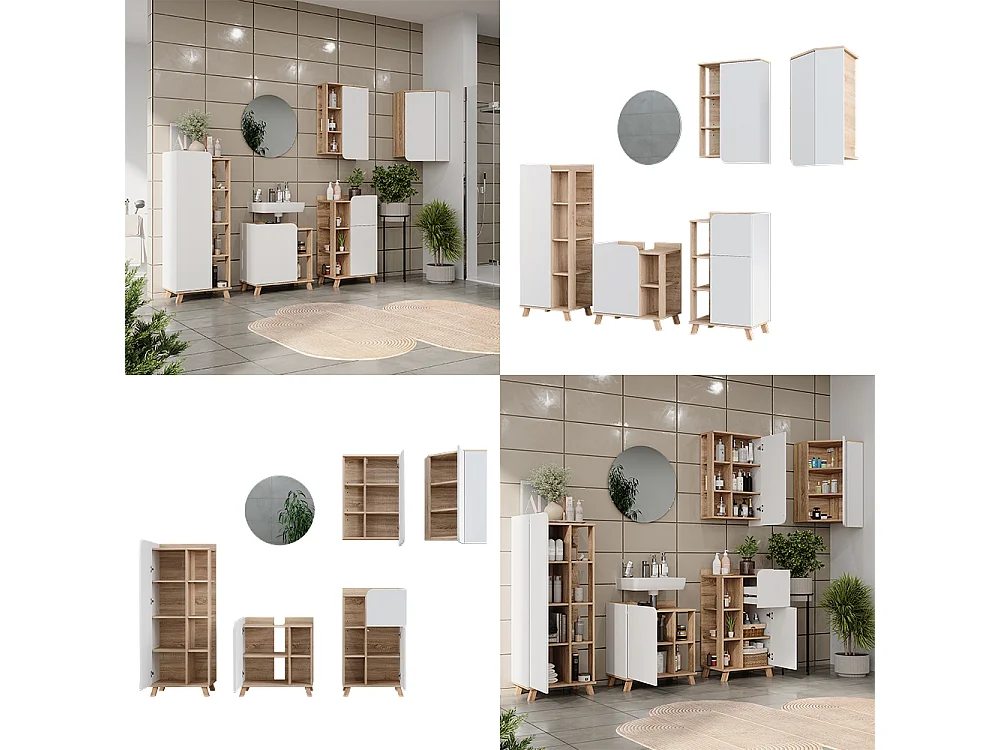 Badmöbel-Set sonoma/weiß 60x35x65 karen