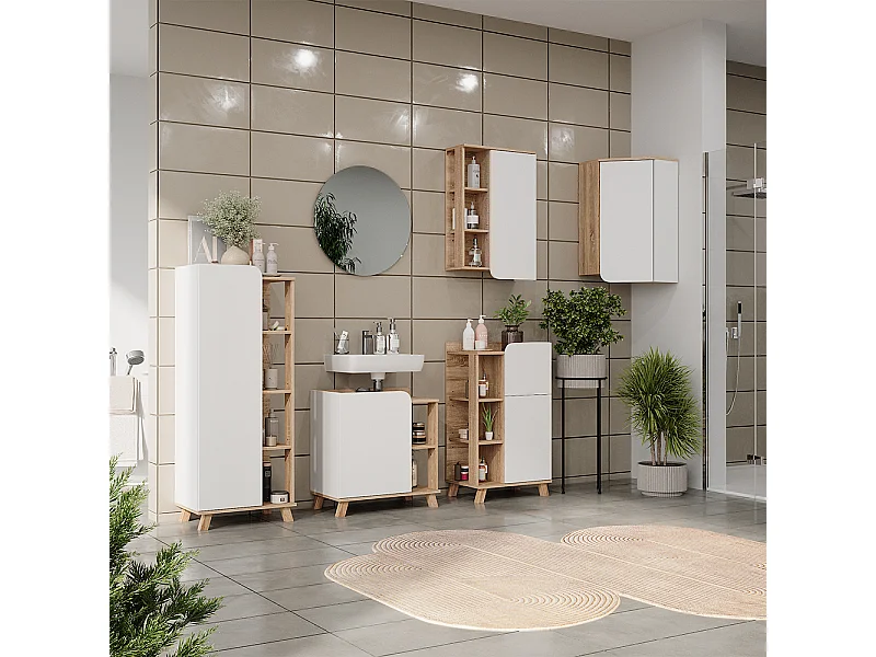 Badmöbel-Set sonoma/weiß 60x35x65 karen