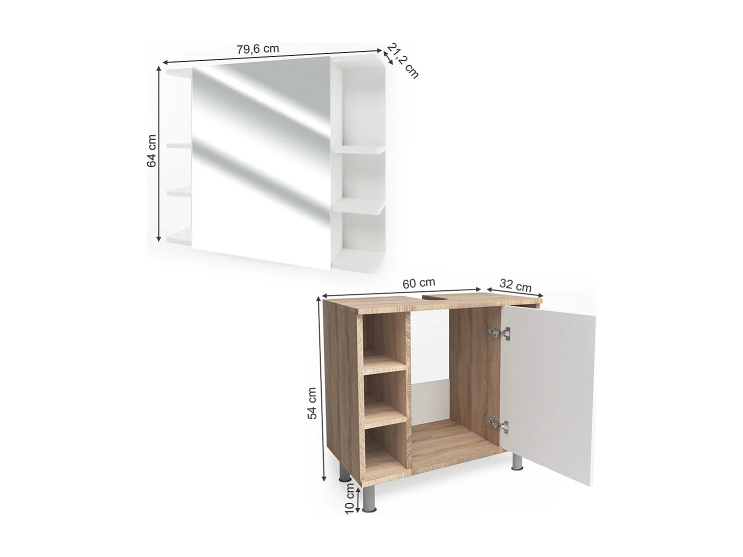 Set mobili bagno sonoma 60x32x54 fynn