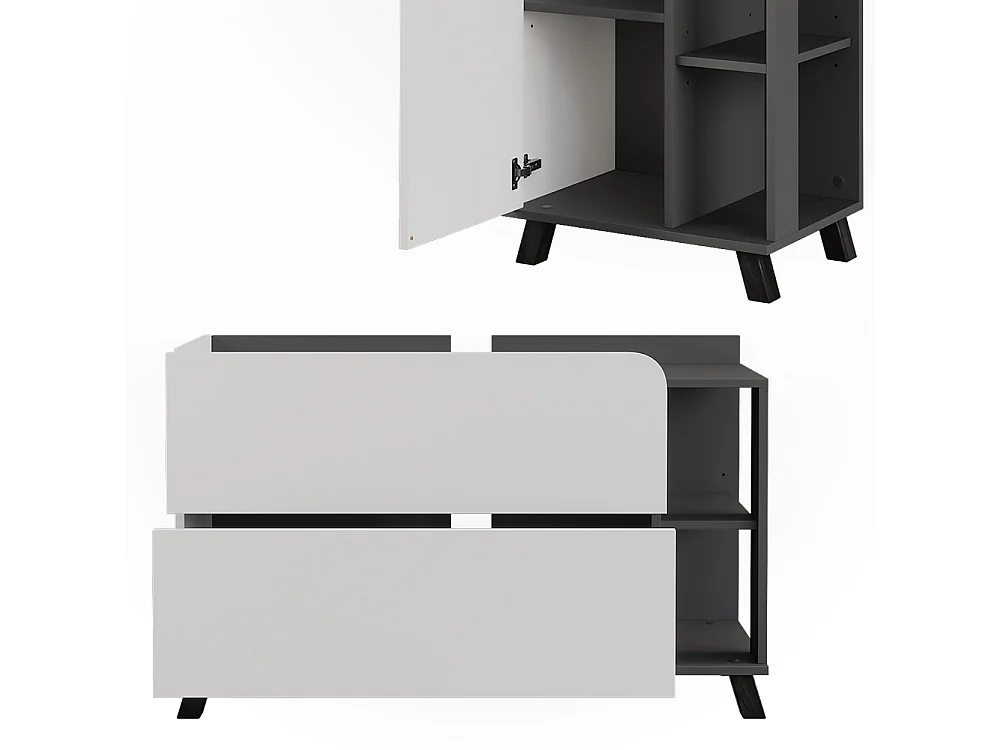 Conjunto de muebles de baño blanco/antracita 100x35x65 karen