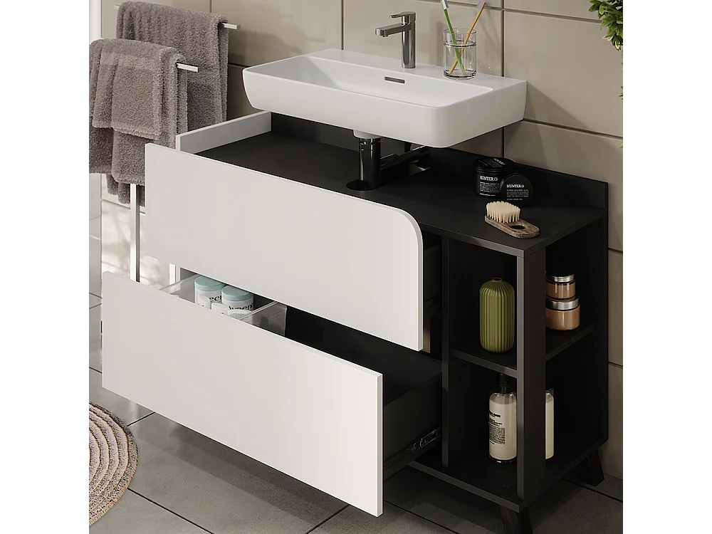 Ensemble de meubles de salle de bains blanc/anthracite 100x35x65 karen