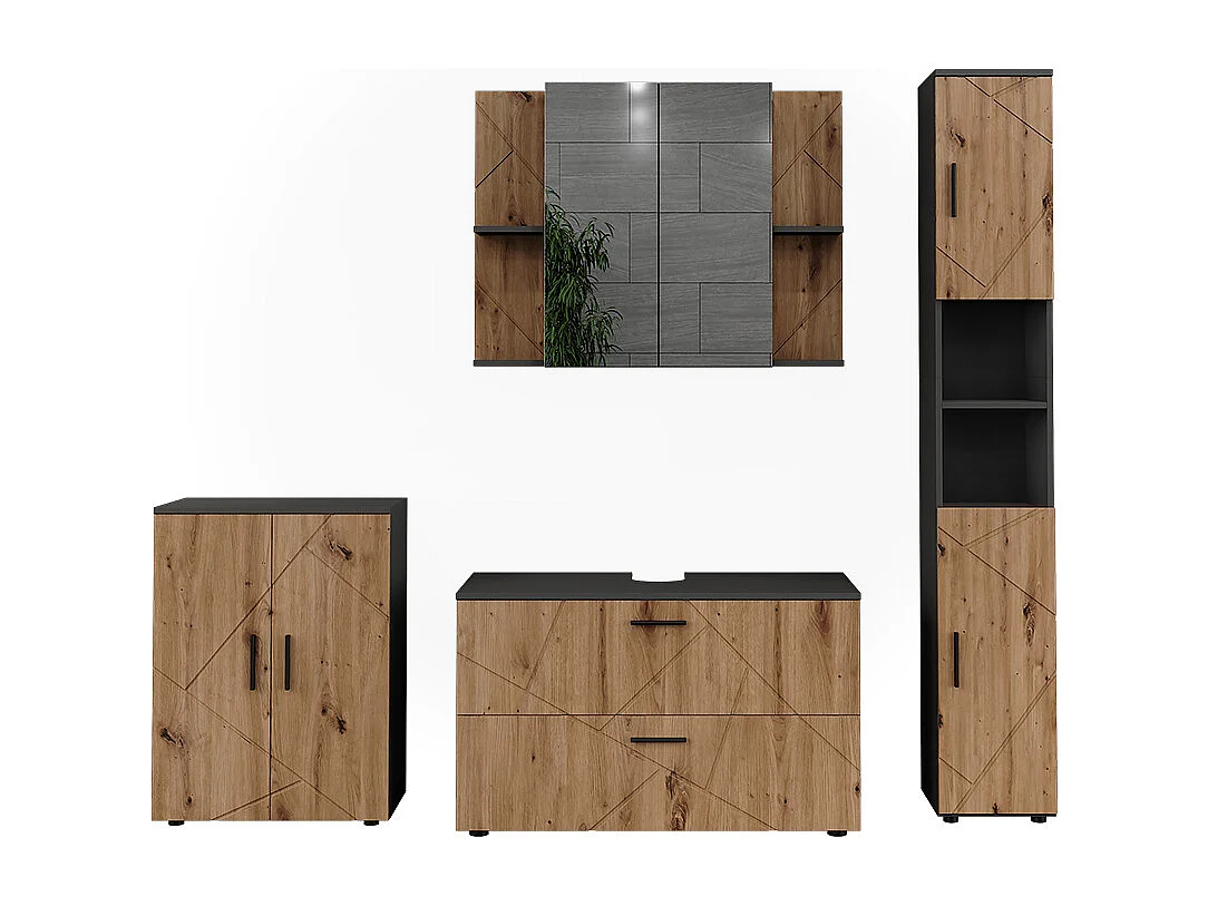 Ensemble de meubles de salle de bains anthracite/artisan 100.1x41x60.6 irma