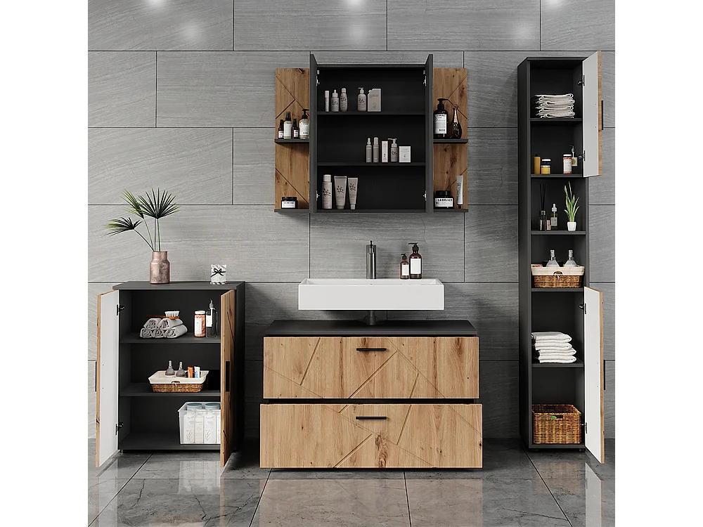 Ensemble de meubles de salle de bains anthracite/artisan 100.1x41x60.6 irma