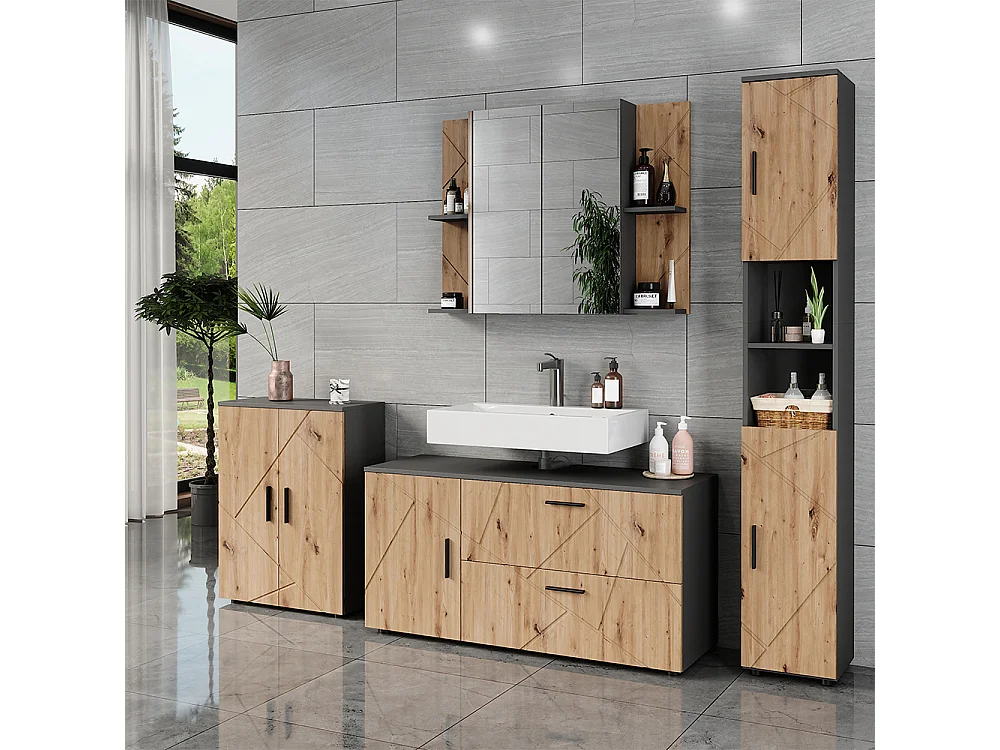 Ensemble de meubles de salle de bains anthracite/artisan 100.1x41x60.6 irma