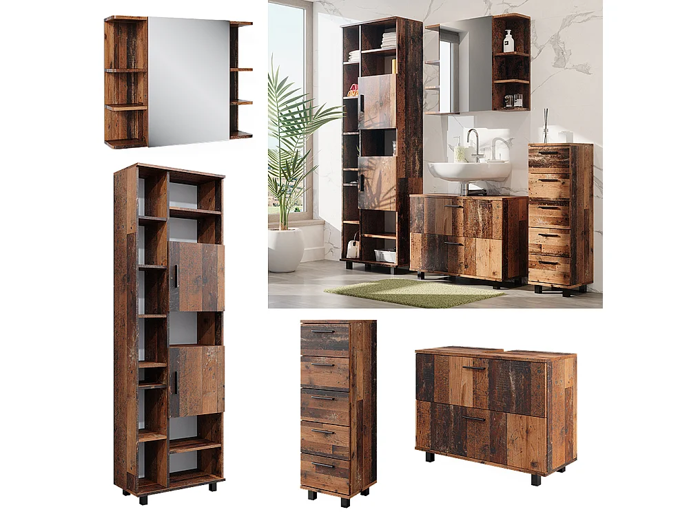 Badmöbel-Set eiche rustikal 80.2x33x60.8 ilias