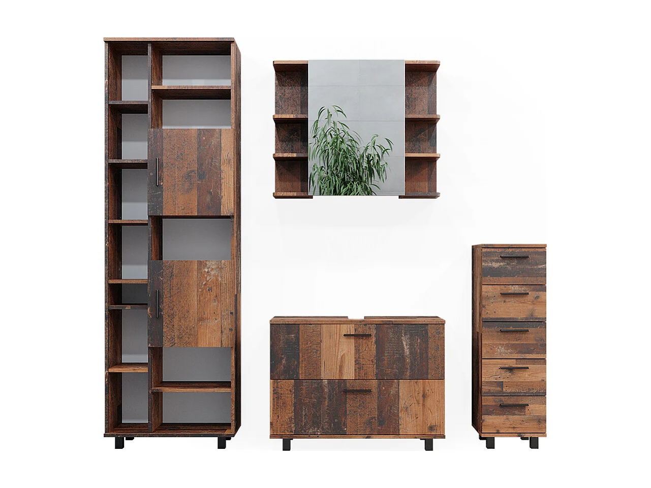 Meubles bain chêne rustique 80.2x33x60.8 ilias