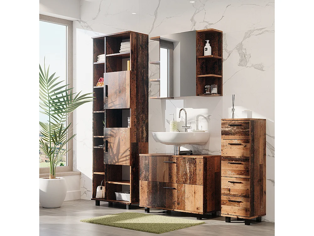 Meubles bain chêne rustique 80.2x33x60.8 ilias