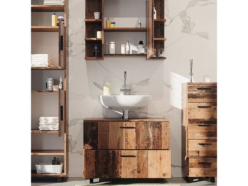 Meubles bain chêne rustique 80.2x33x60.8 ilias