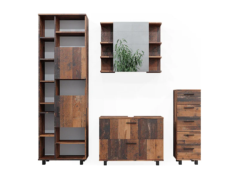 Meubles bain chêne rustique 80.2x33x60.8 ilias