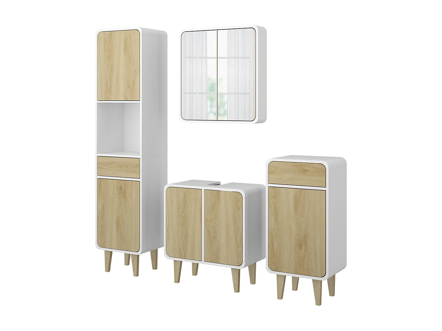 Meubles bain blanc/chêne 60x30x61 arla