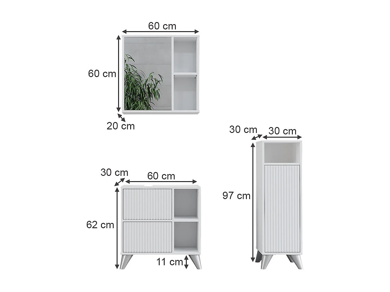 Badkamermeubelset wit 60x30x62 leano
