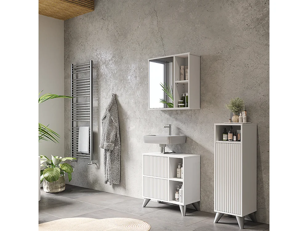 Ensemble de meubles de salle de bains blanc 60x30x62 leano