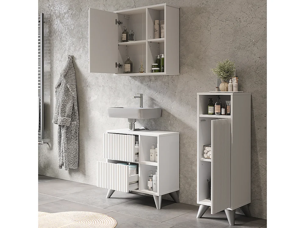 Ensemble de meubles de salle de bains blanc 60x30x62 leano